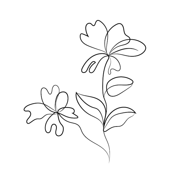 Blumenkunst in einer Linie