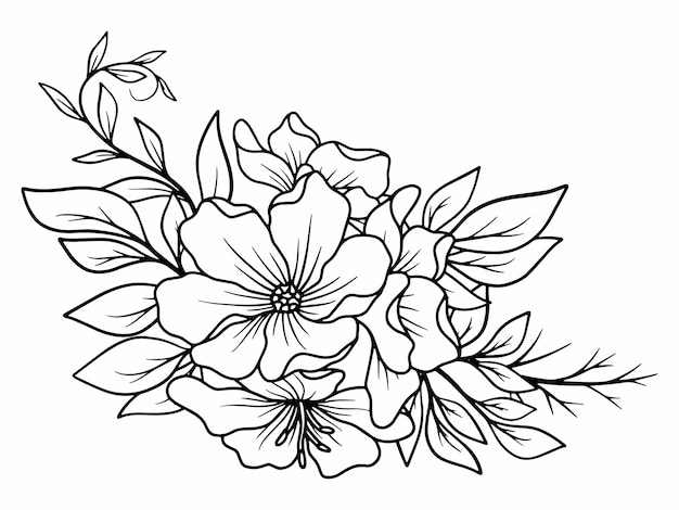 Blumenlinie Kunst Schwarz-Weiß