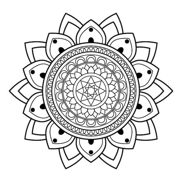 Blumenlinie kunsthand gezeichnete mandala-vektorillustration