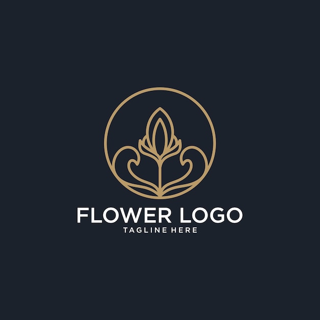 Blumenlinienkunstlogodesign