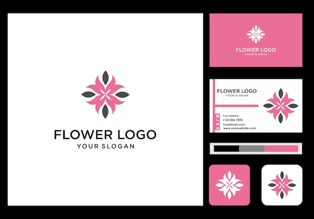 Blumenlogo abstrakt und Visitenkartensymbol