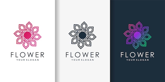 Blumenlogo mit schönheitsverlaufsart, frau, blume, spa, gesundheit,