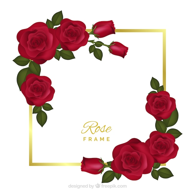Blumenrahmen mit roten Rosen