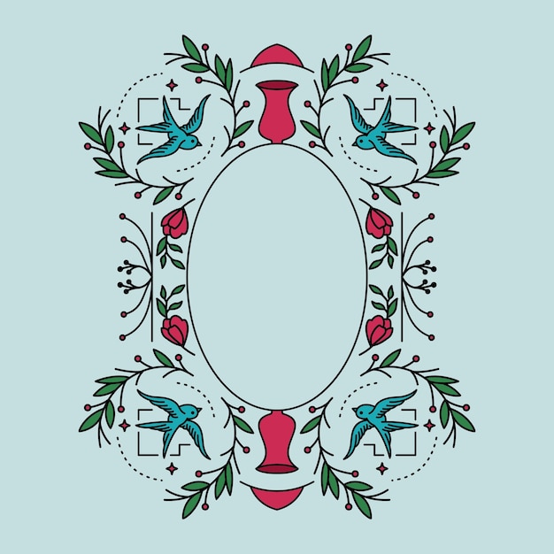 Blumenrahmen Monoline Design