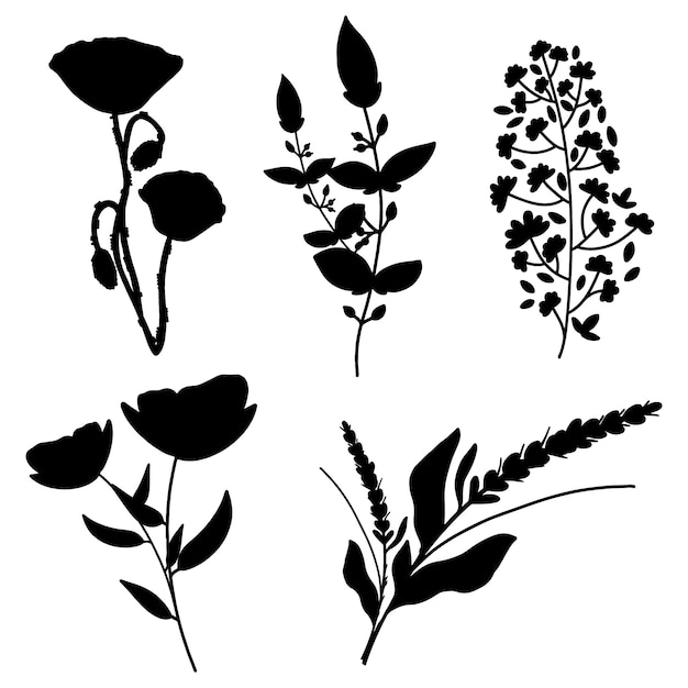 Blumenschattenbilder des flachen Designs
