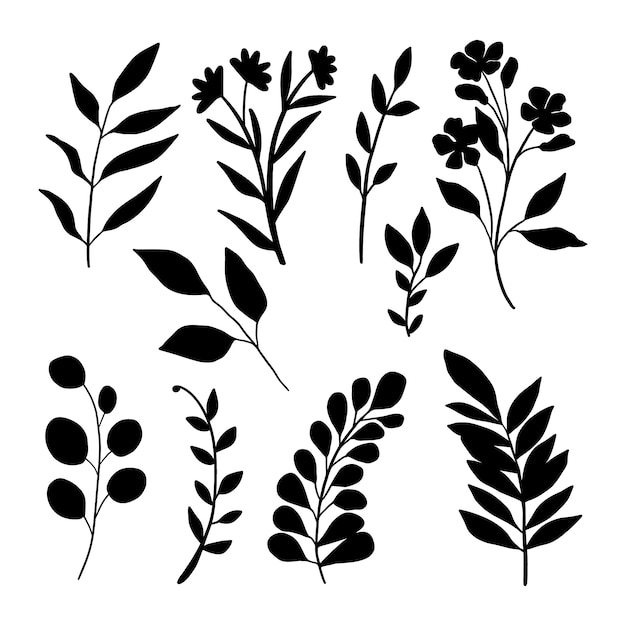 Blumenschattenbildillustration des flachen Designs
