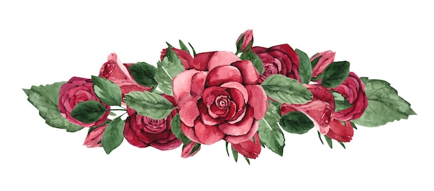 Blumenstrauß aus Aquarellrotrosen