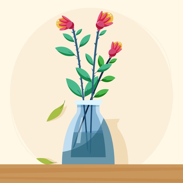 Blumenstrauß in einer Vase im flachen Stil