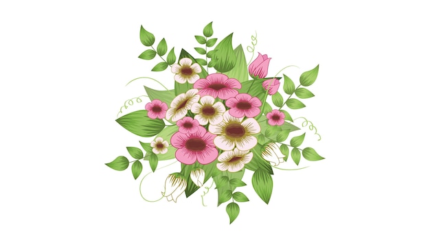 Blumenstrauß in weißem Hintergrund Vektor-Illustration