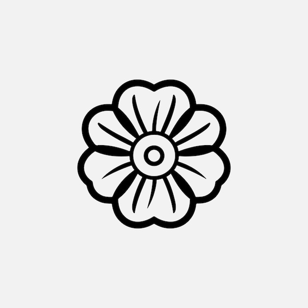 Blumensymbol-vektorlogo schwarz-weiß