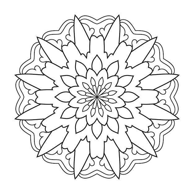 Blumenumriss kreisförmiges mandala-muster mit arabischem ethno-stil indische schwarz-weiß-linienkunst