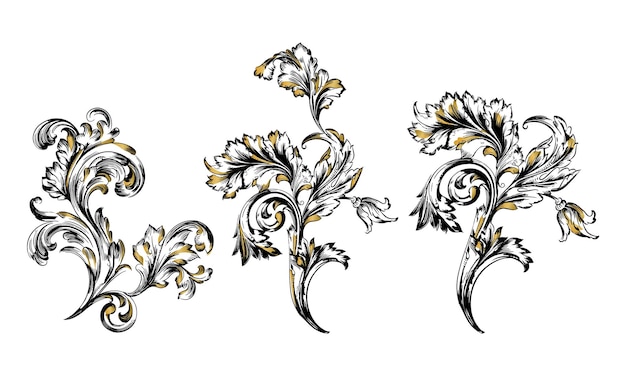 Blumenverzierungsvektorkunstillustration lokalisiert auf weißem Hintergrund