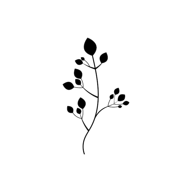 Blumenzweig und minimalistische Blumen für Logo oder Tätowierung