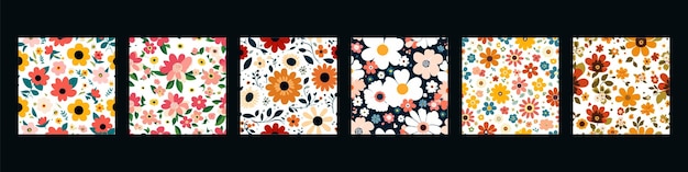 blumiges nahtloses Musterdesign oder flaches Design mit kleinen Blumenmustern