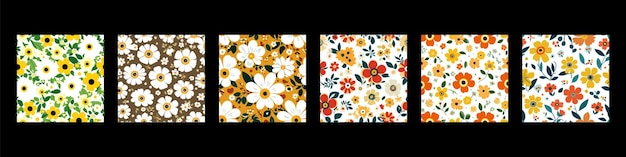 blumiges nahtloses Musterdesign oder flaches Design mit kleinen Blumenmustern