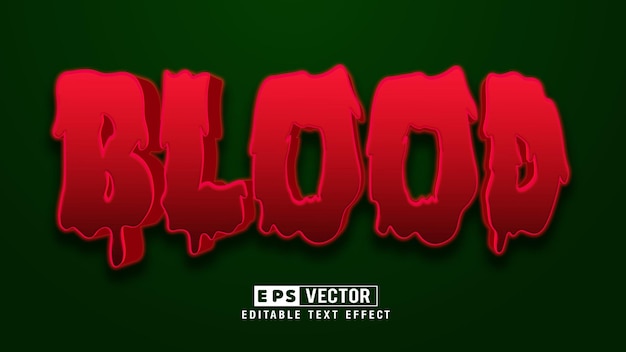 Blut 3D-Stil Bearbeitbarer Texteffekt Vektor-Horror-Stil