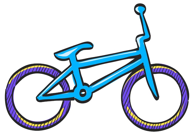 Vektor bmx-fahrradsymbol in handgezeichneter farbvektorillustration