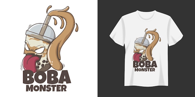 Boba-monster-illustrations-t-shirt und kleidungs-druckdesign