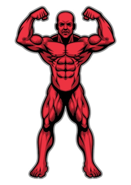 Vektor bodybuilder athlet zeigt seinen muskelkörper