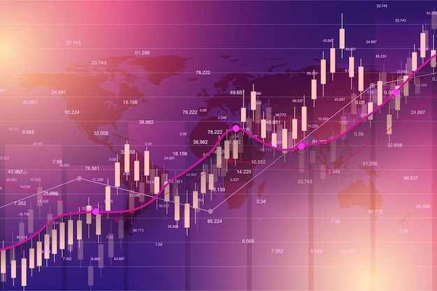 Börsen- oder Forex-Handelsdiagramm, das für das Finanzanlagekonzept geeignet ist. Wirtschaftstrends Hintergrund für Geschäftsidee. Abstrakter Finanzhintergrund. Vektor-Illustration.