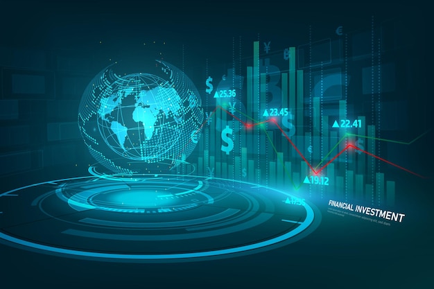 Börsen- oder Forex-Handelsdiagramm in grafischem Konzept für Finanzinvestitionen geeignet