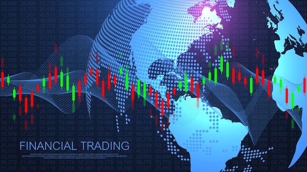 Börsen- und Börsenkerze-Stick-Diagramm-Diagramm Vektor-Börsen- oder Forex-Handelsdiagramm in Fut...