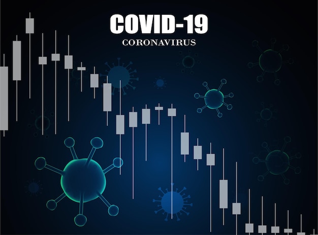 Börsendiagramm in Abwärtstrendkrise durch Covid19-Virusausbruch Corona-Virus-Ausbruchpandemie wirkt sich auf die Wirtschaft aus