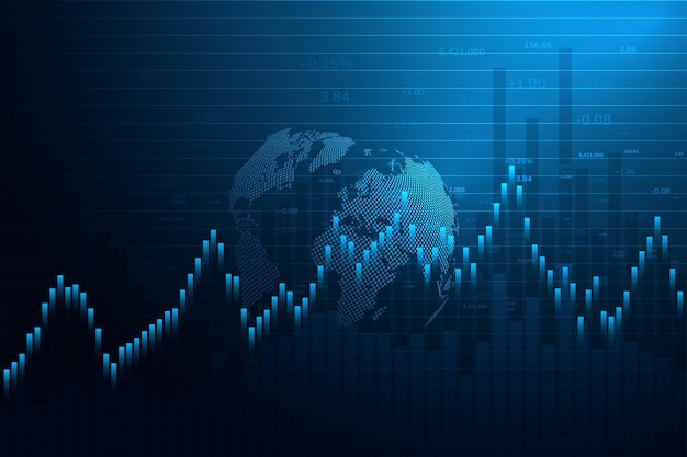 Börsendiagramm oder devisenhandelsdiagramm für geschäfts- und finanzkonzeptberichte und investitionenjapanische kerzen