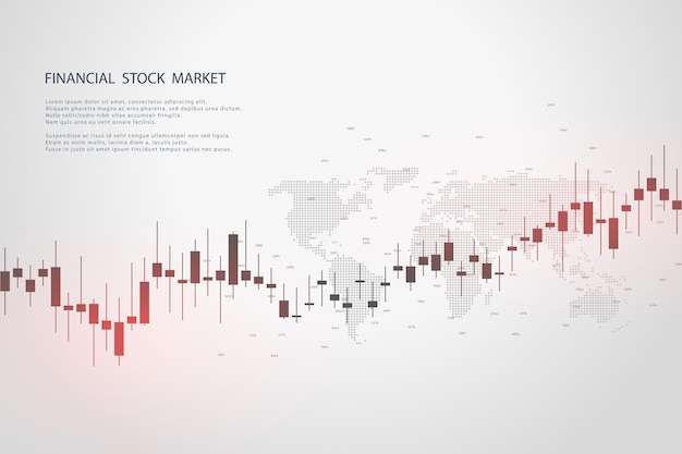 Börsendiagramm oder devisenhandelsdiagramm für geschäfts- und finanzkonzepte, berichte und investitionen auf grauem hintergrund vektorillustration