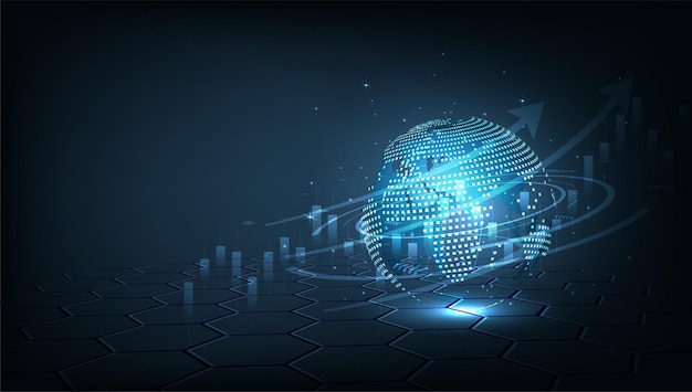 Börseninvestitionshandel Weltkarte und Diagramm des Börsengrafikdiagramms