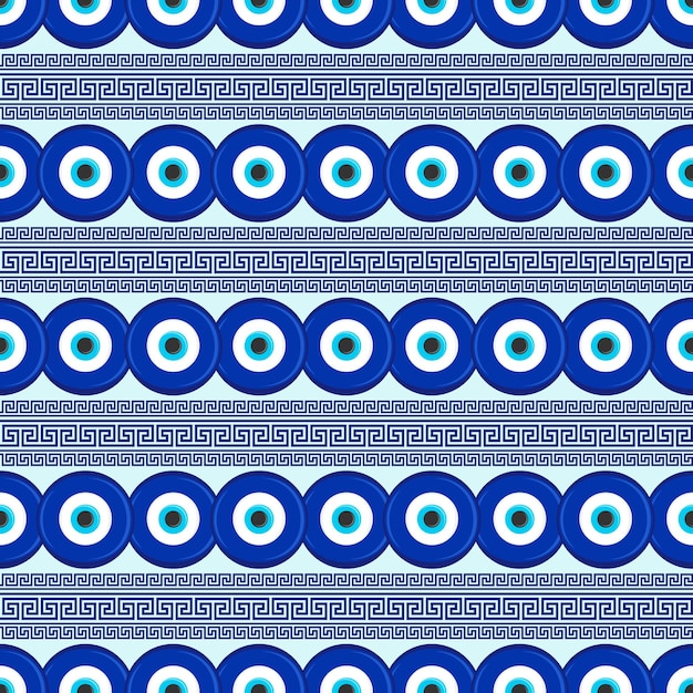 Vektor böses auge musterdesign symbol des schutzes in der türkei und griechenland hintergrund mit blauen nazaren