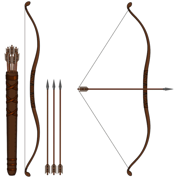 Vektor bogen-pfeil-köcher-vektordesign