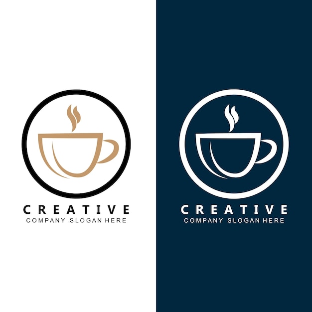 Bohnen und kaffeetasse logo vorlage vektor icon design