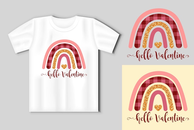 Boho-Glücklicher Valentinstag-Konzept mit T-Shirt-Mockup
