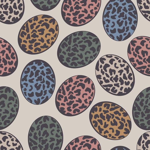 Boho hand gezeichnete leopard-ostereier-nahtloser muster-hintergrund