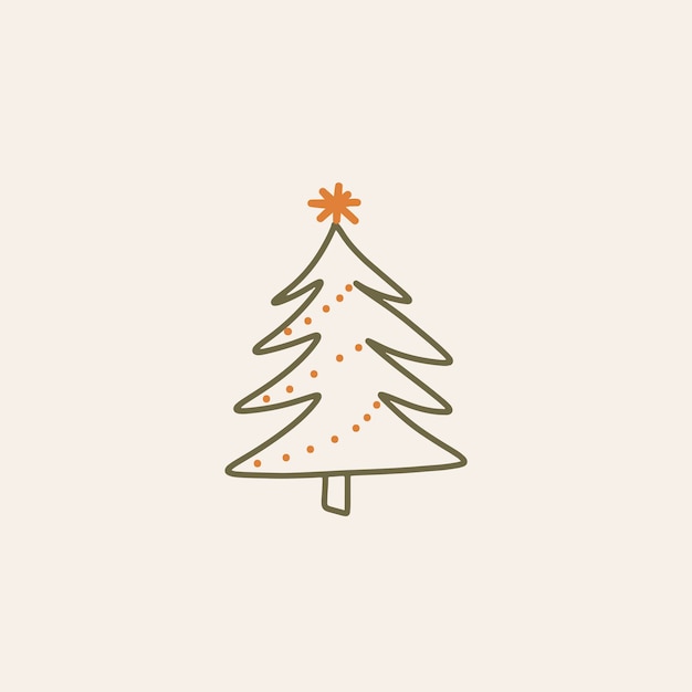 Boho minimalistischer vektor handgezeichnete einfache weihnachtsbäume einzeln auf hellem hintergrund