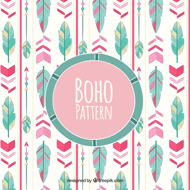 Boho-muster mit bunten federn