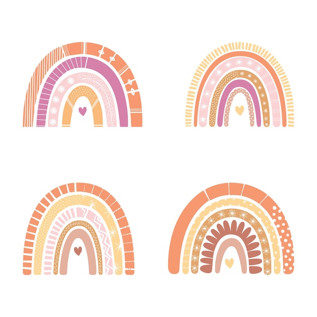 Boho Regenbogen-Bundel-Vektor-Silhouette-Illustration