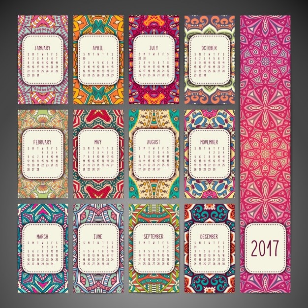 Vektor boho-stil kalender-design