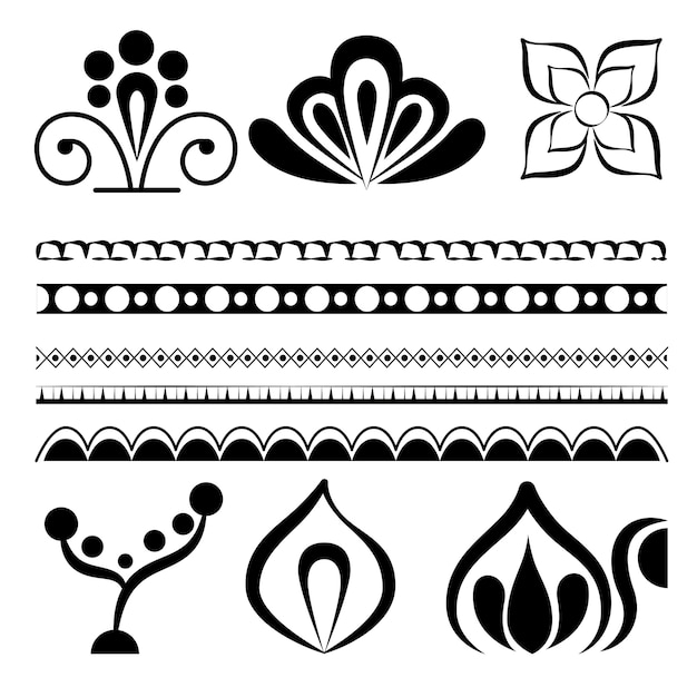 Boho stil mandala set icons