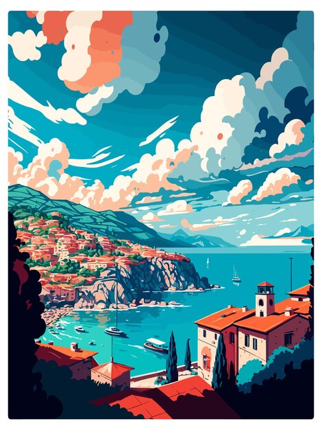 Vektor bol kroatien vintage reiseplakat souvenir postkarte porträt malerei wpa illustration