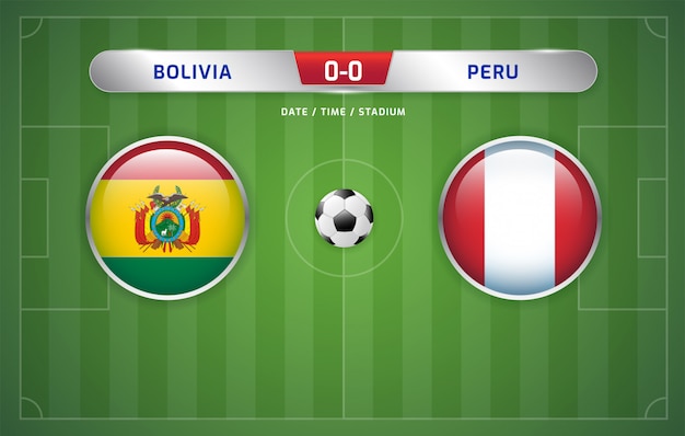 Bolivien gegen peru-anzeigetafel sendete fußball-südamerikaturnier 2019, gruppe a