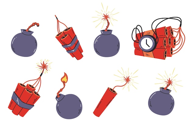 Bombe Dynamit Symbol explodieren Explosion isoliert Konzept Cartoon Grafikdesign-Element