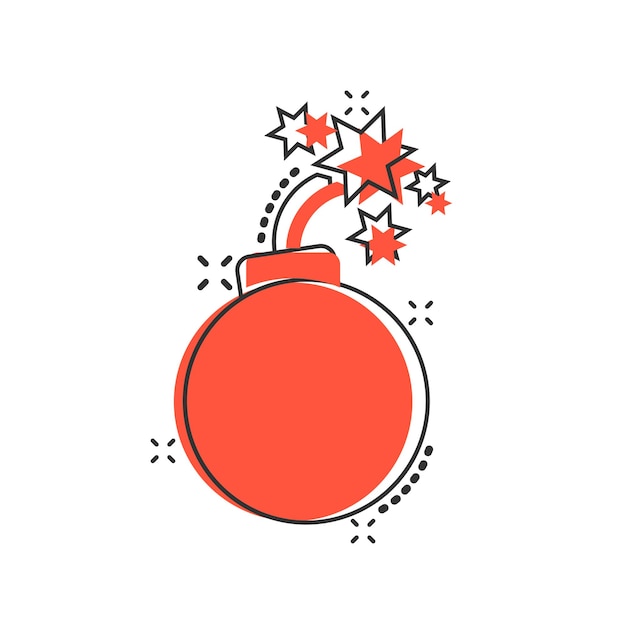 Vektor bombensymbol im comic-stil dynamit-cartoon-vektorillustration auf weißem, isoliertem hintergrund c4 tnt splash-effekt-geschäftskonzept
