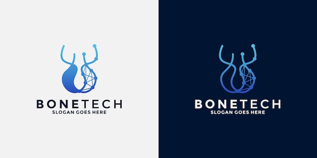 Bone tech logo-design für business-technologie, die die knochengesundheit fördert