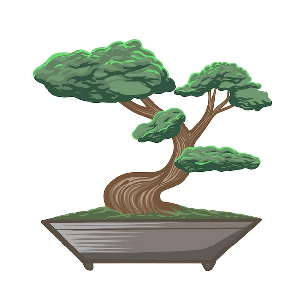 Vektor bonsai-baumpflanze isoliert auf weißem hintergrund vektorillustrationen
