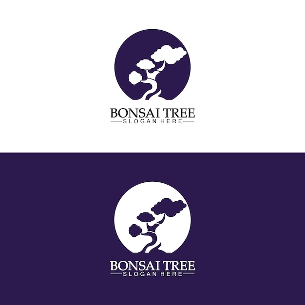 Bonsai-Logo-Design-Silhouette-Symbol-Vektor