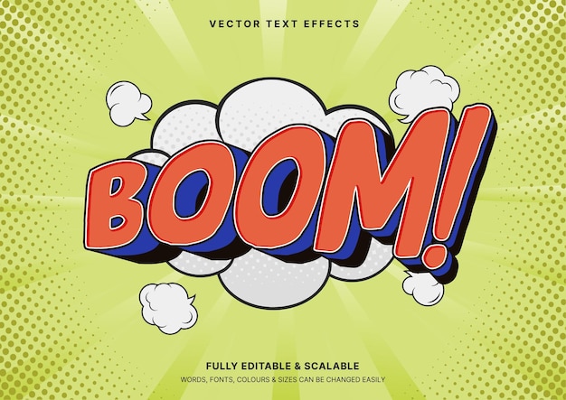 Boom-bearbeitbarer Text mit Comic-Stil und Pop-Art-Effekt
