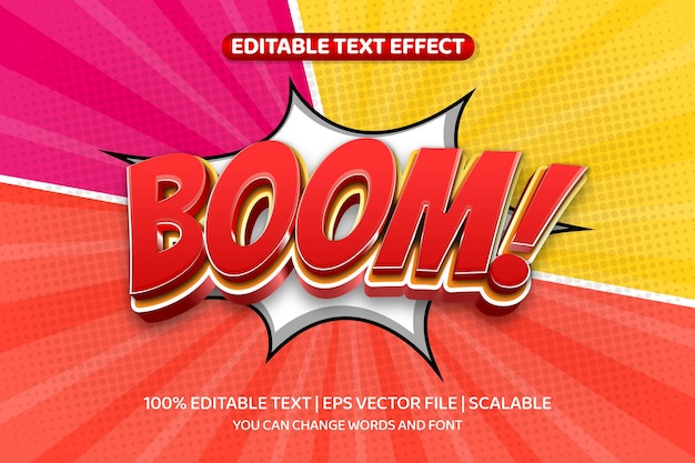 Boom Cartoon Comic 3D-Stil Bearbeitbarer Texteffekt