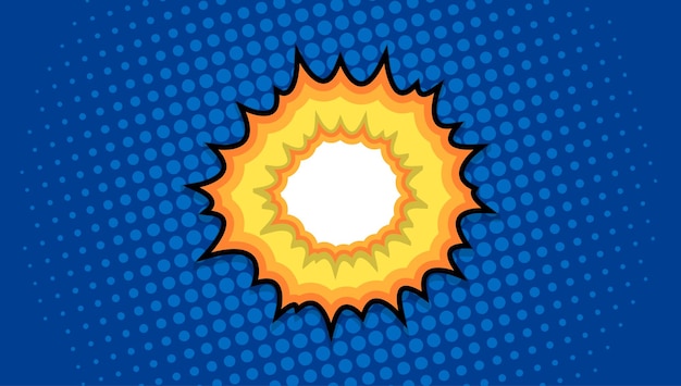 Boom-comic-hintergrund mit punkthalbton auf blau